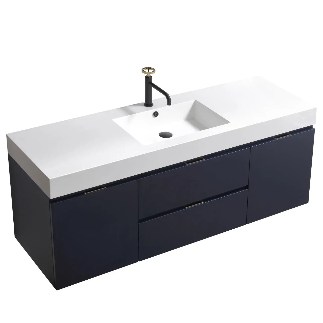 Kube Bath Bliss 60″ Blue Wall Mount Single Sink Modern Bathroom Vanity - Plumbing Market