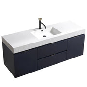 Kube Bath Bliss 60″ Blue Wall Mount Single Sink Modern Bathroom Vanity - Plumbing Market