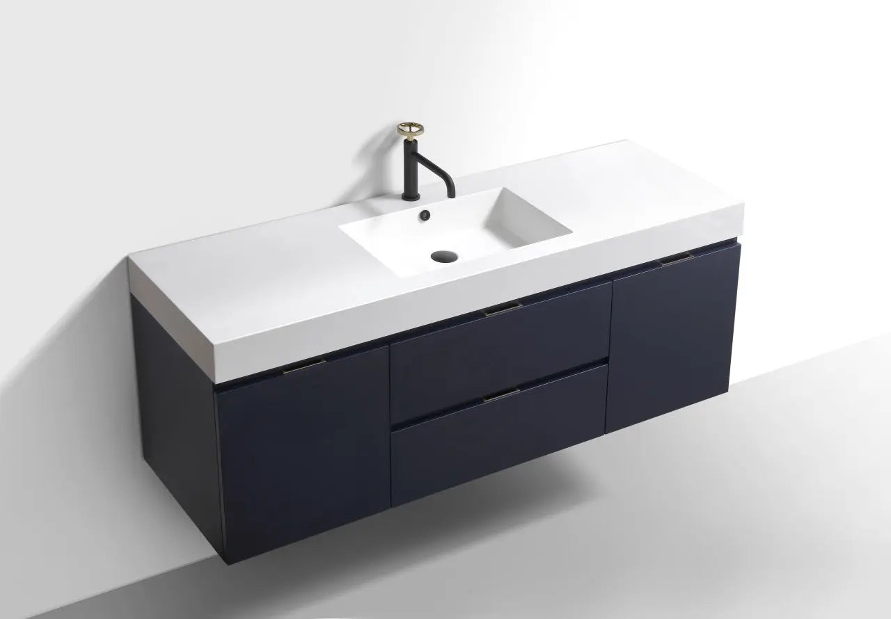 Kube Bath Bliss 60″ Blue Wall Mount Single Sink Modern Bathroom Vanity - Plumbing Market