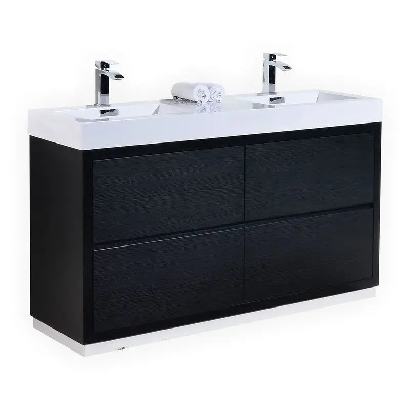 Kube Bath Bliss 60″ Double Sink Black Free Standing Modern Bathroom Vanity - Plumbing Market
