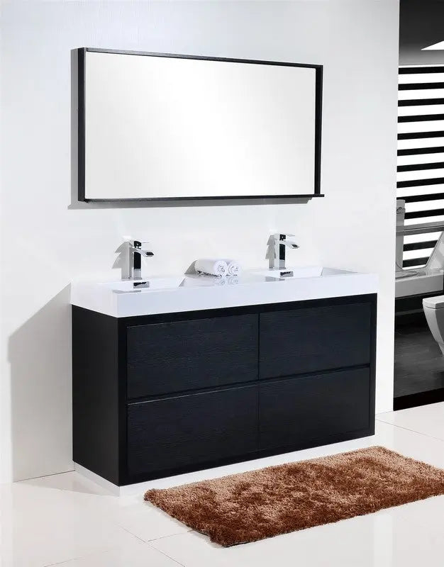 Kube Bath Bliss 60″ Double Sink Black Free Standing Modern Bathroom Vanity - Plumbing Market