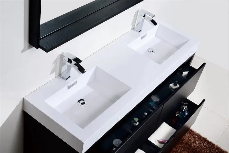 Kube Bath Bliss 60″ Double Sink Black Free Standing Modern Bathroom Vanity - Plumbing Market
