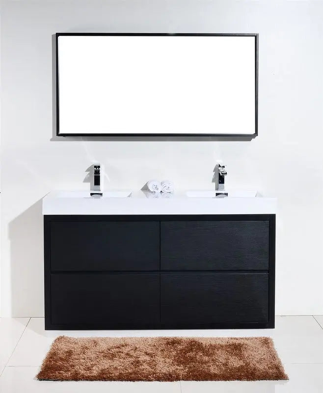 Kube Bath Bliss 60″ Double Sink Black Free Standing Modern Bathroom Vanity - Plumbing Market