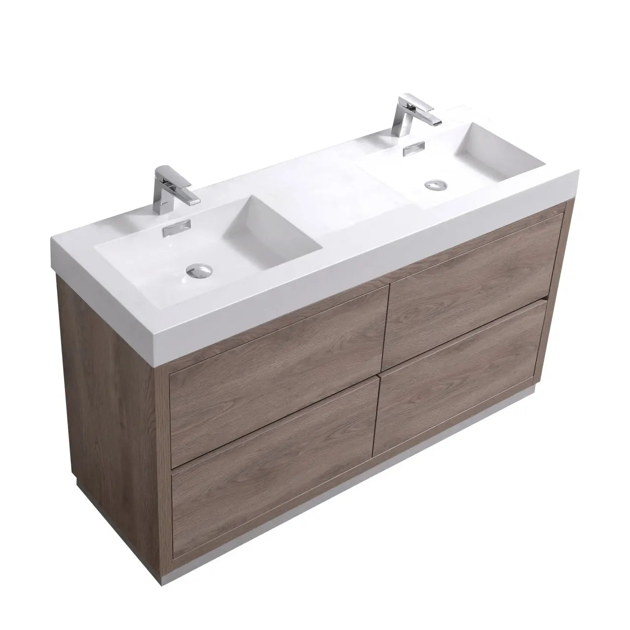 Kube Bath Bliss 60″ Double Sink Butternut Free Standing Modern Bathroom Vanity - Plumbing Market