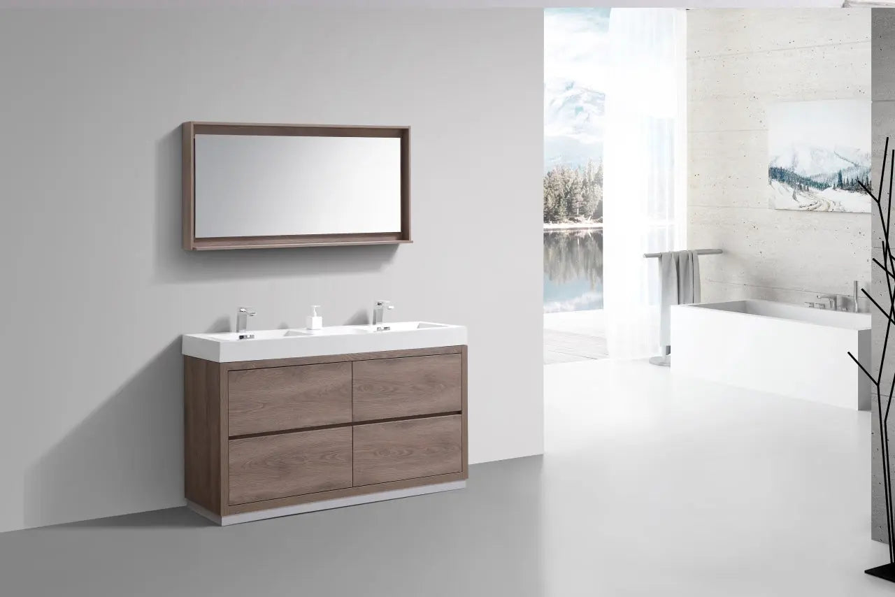 Kube Bath Bliss 60″ Double Sink Butternut Free Standing Modern Bathroom Vanity - Plumbing Market