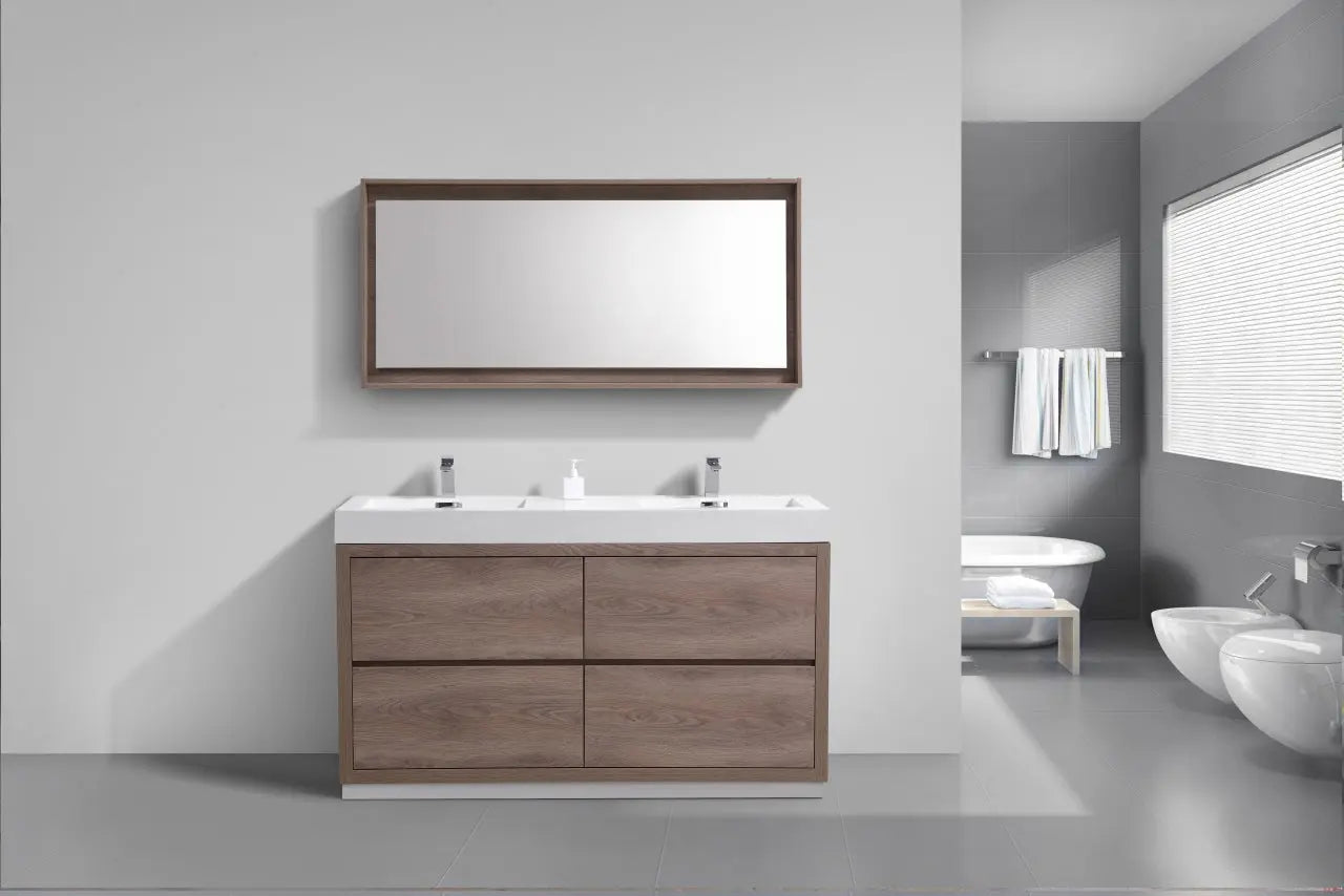 Kube Bath Bliss 60″ Double Sink Butternut Free Standing Modern Bathroom Vanity - Plumbing Market