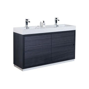 Kube Bath Bliss 60″ Double Sink Gray Oak Free Standing Modern Bathroom Vanity - Plumbing Market