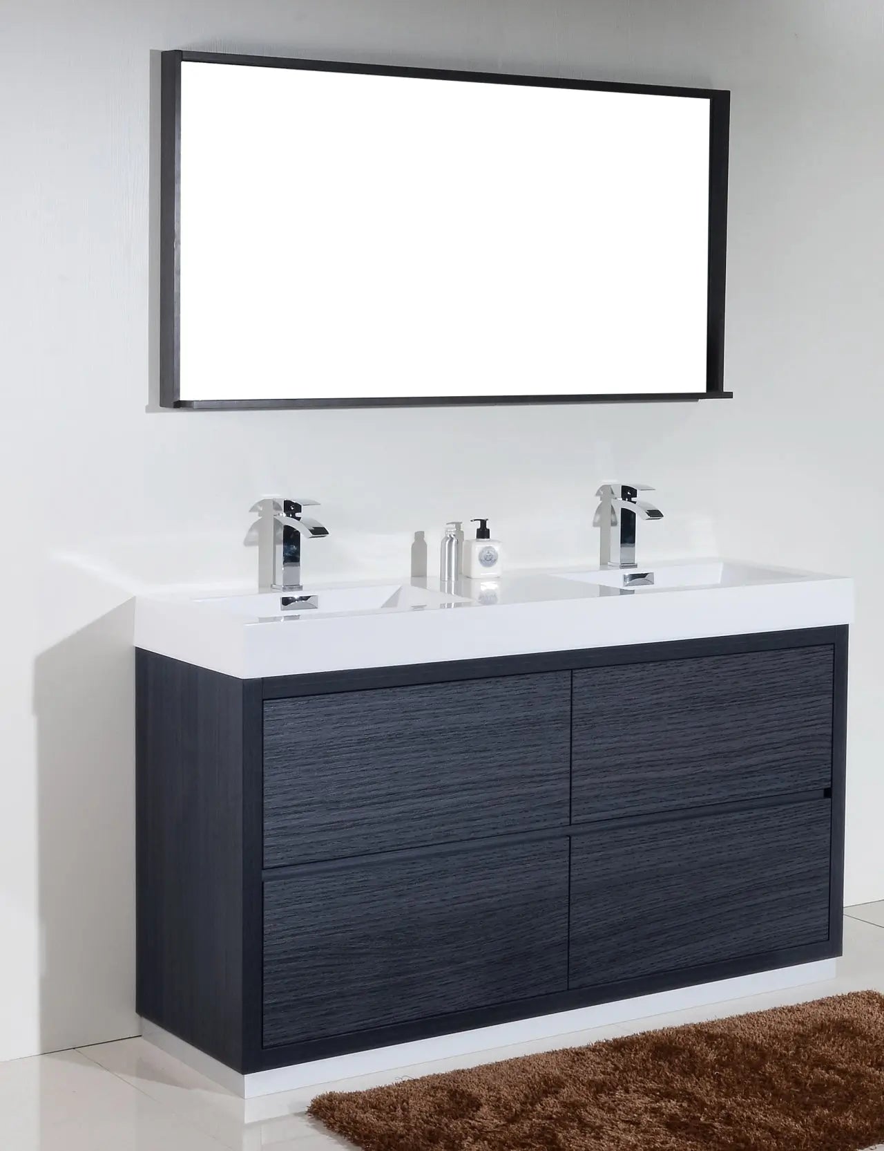 Kube Bath Bliss 60″ Double Sink Gray Oak Free Standing Modern Bathroom Vanity - Plumbing Market