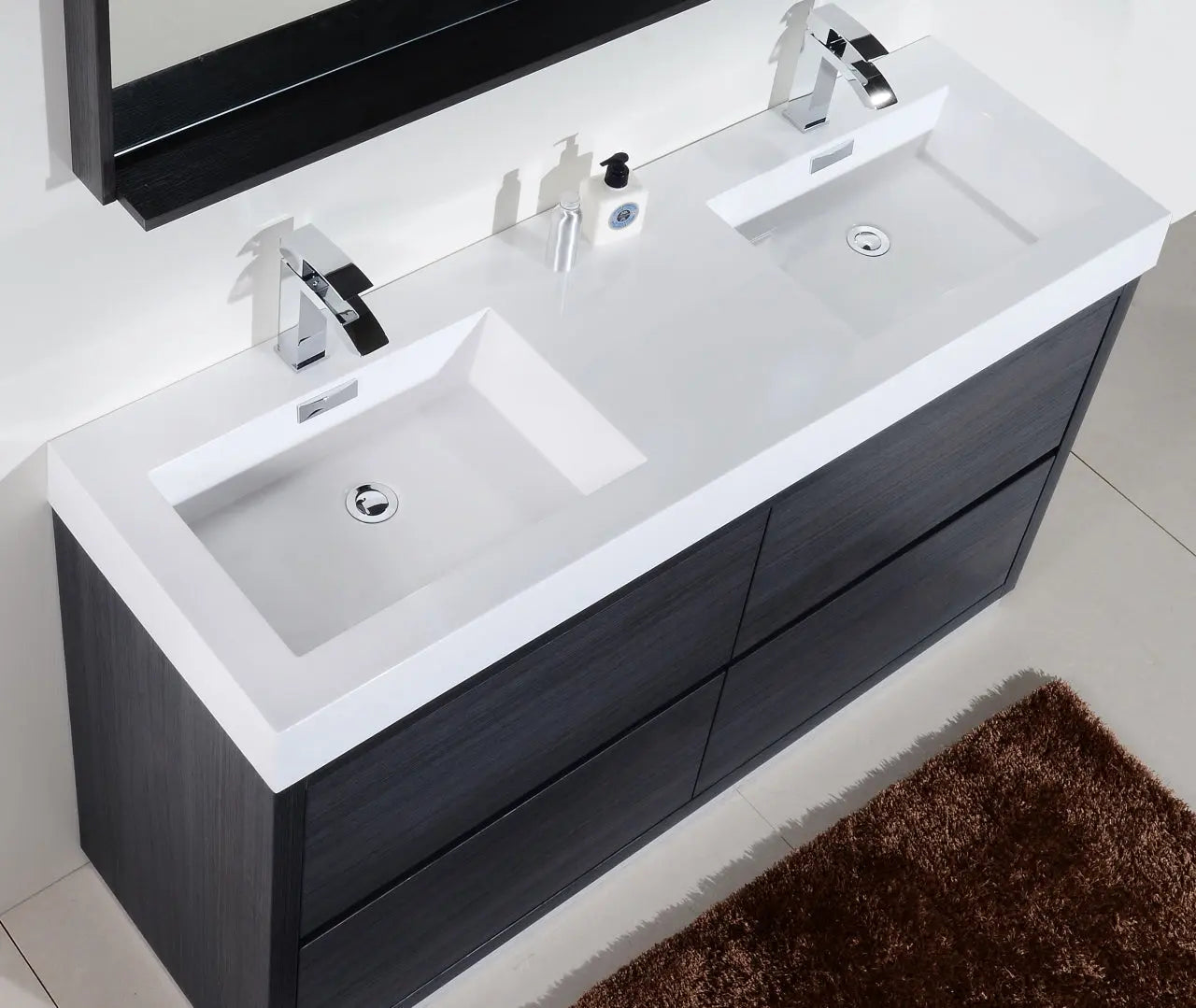 Kube Bath Bliss 60″ Double Sink Gray Oak Free Standing Modern Bathroom Vanity - Plumbing Market
