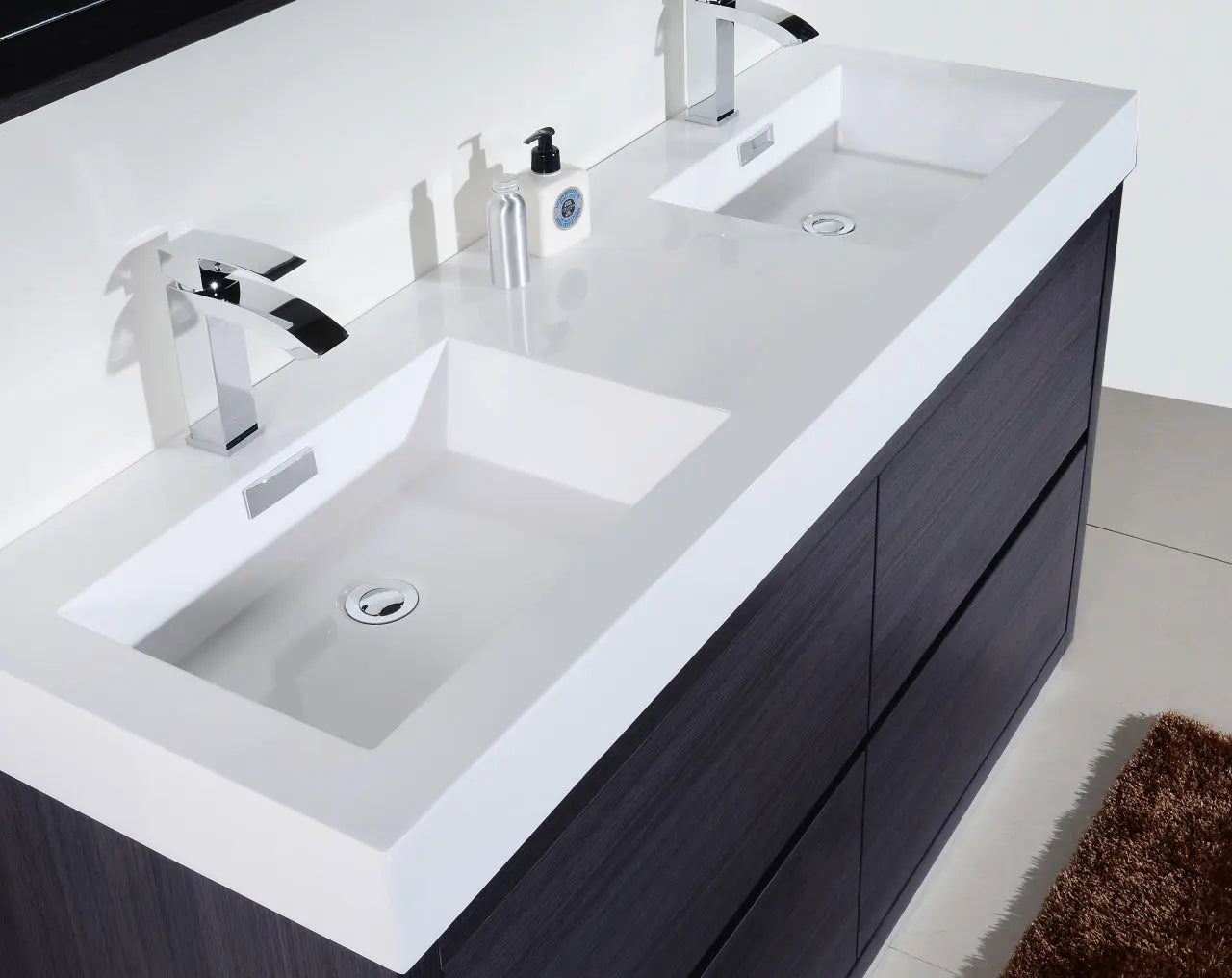 Kube Bath Bliss 60″ Double Sink Gray Oak Free Standing Modern Bathroom Vanity - Plumbing Market