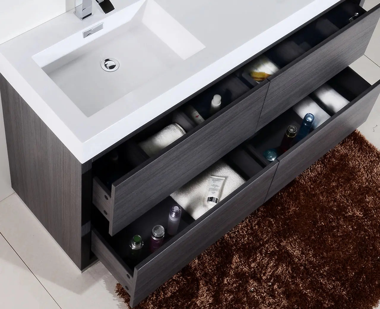 Kube Bath Bliss 60″ Double Sink Gray Oak Free Standing Modern Bathroom Vanity - Plumbing Market