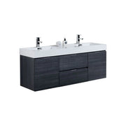 Kube Bath Bliss 60″ Gray Oak Wall Mount Double Sink Modern Bathroom Vanity - Plumbing Market