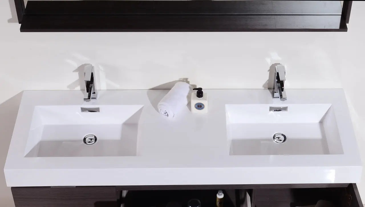 Kube Bath Bliss 60″ Gray Oak Wall Mount Double Sink Modern Bathroom Vanity - Plumbing Market