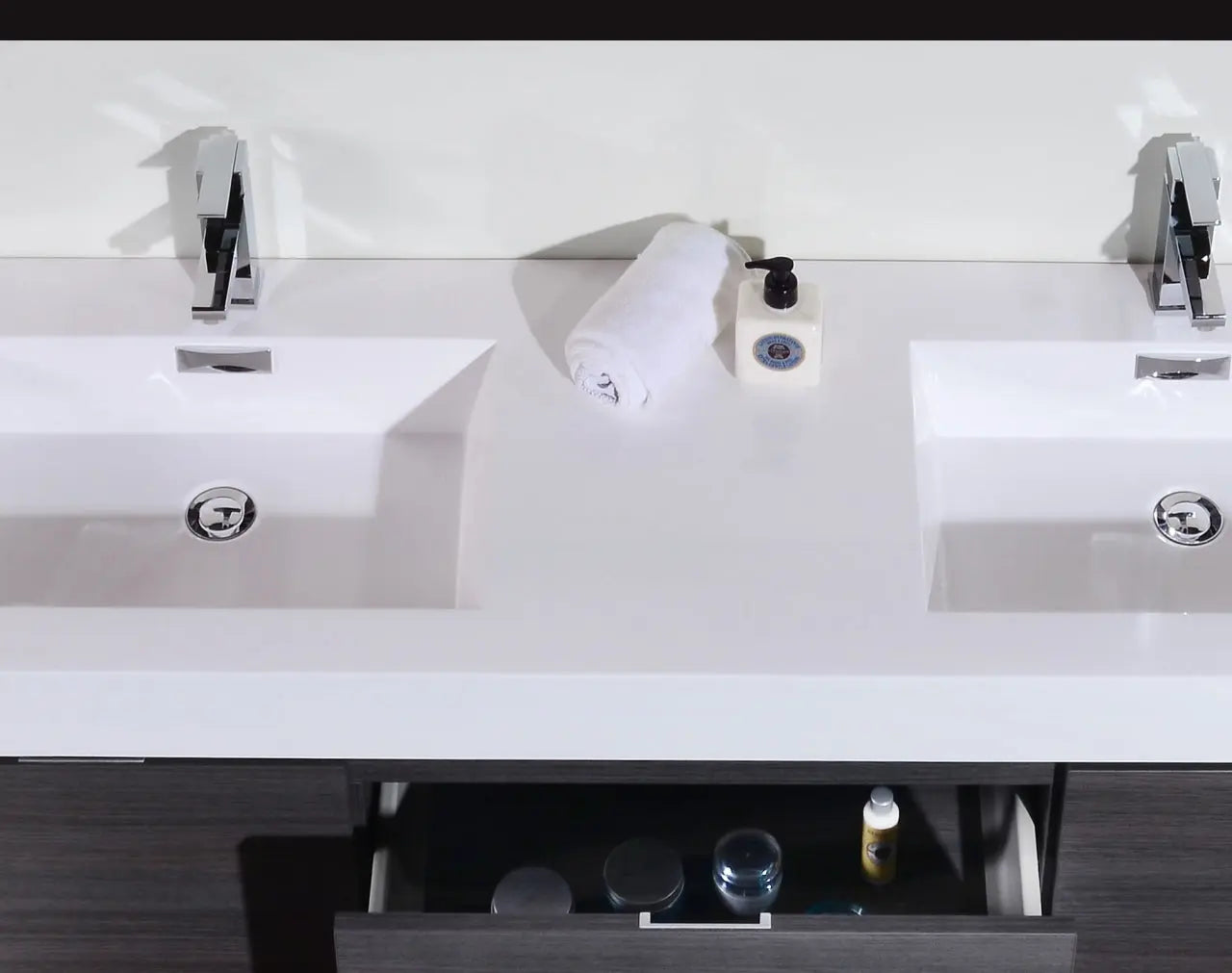 Kube Bath Bliss 60″ Gray Oak Wall Mount Double Sink Modern Bathroom Vanity - Plumbing Market
