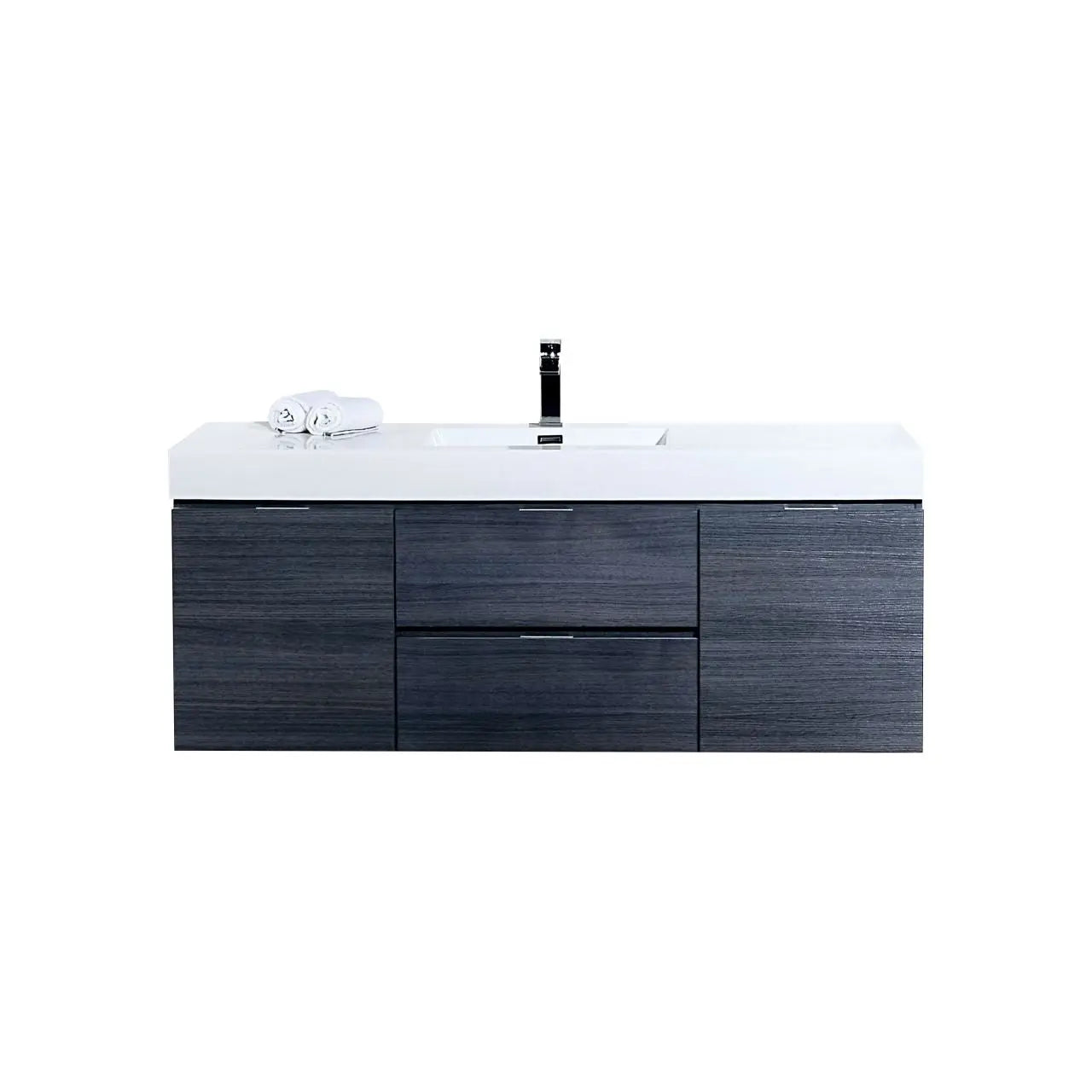 Kube Bath Bliss 60″ Gray Oak Wall Mount Single Sink Modern Bathroom Vanity - Plumbing Market