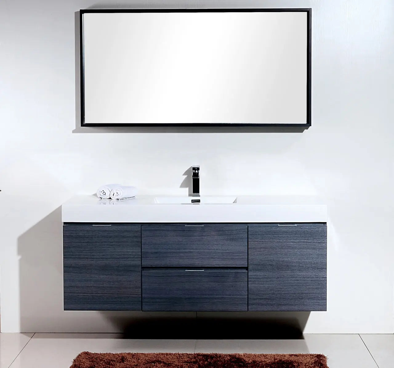 Kube Bath Bliss 60″ Gray Oak Wall Mount Single Sink Modern Bathroom Vanity - Plumbing Market