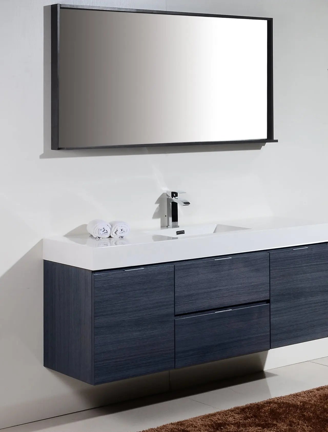 Kube Bath Bliss 60″ Gray Oak Wall Mount Single Sink Modern Bathroom Vanity - Plumbing Market