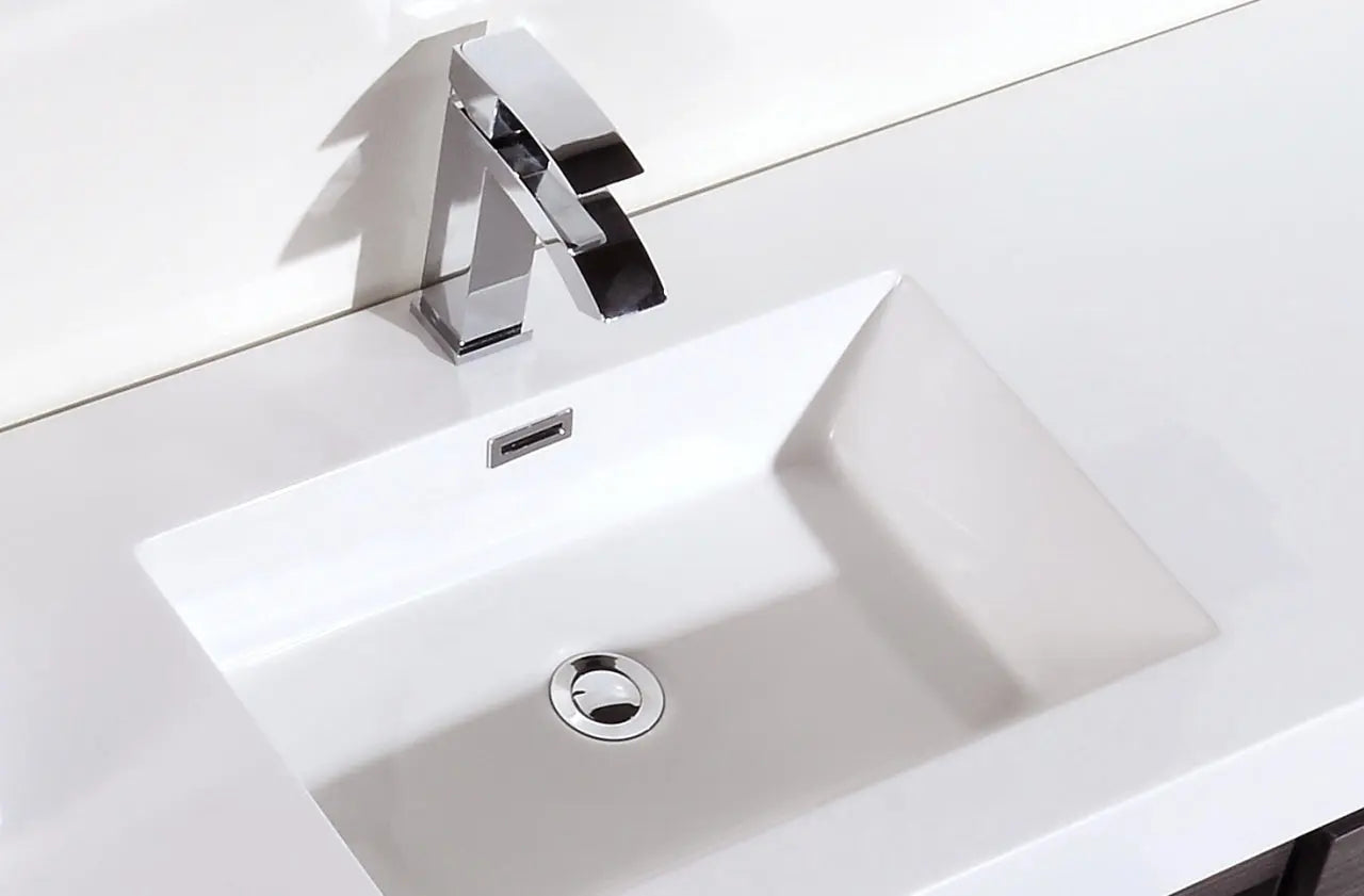 Kube Bath Bliss 60″ Gray Oak Wall Mount Single Sink Modern Bathroom Vanity - Plumbing Market