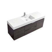 Kube Bath Bliss 60″ High Gloss Gray Oak Wall Mount Single Sink Modern Bathroom Vanity - Plumbing Market