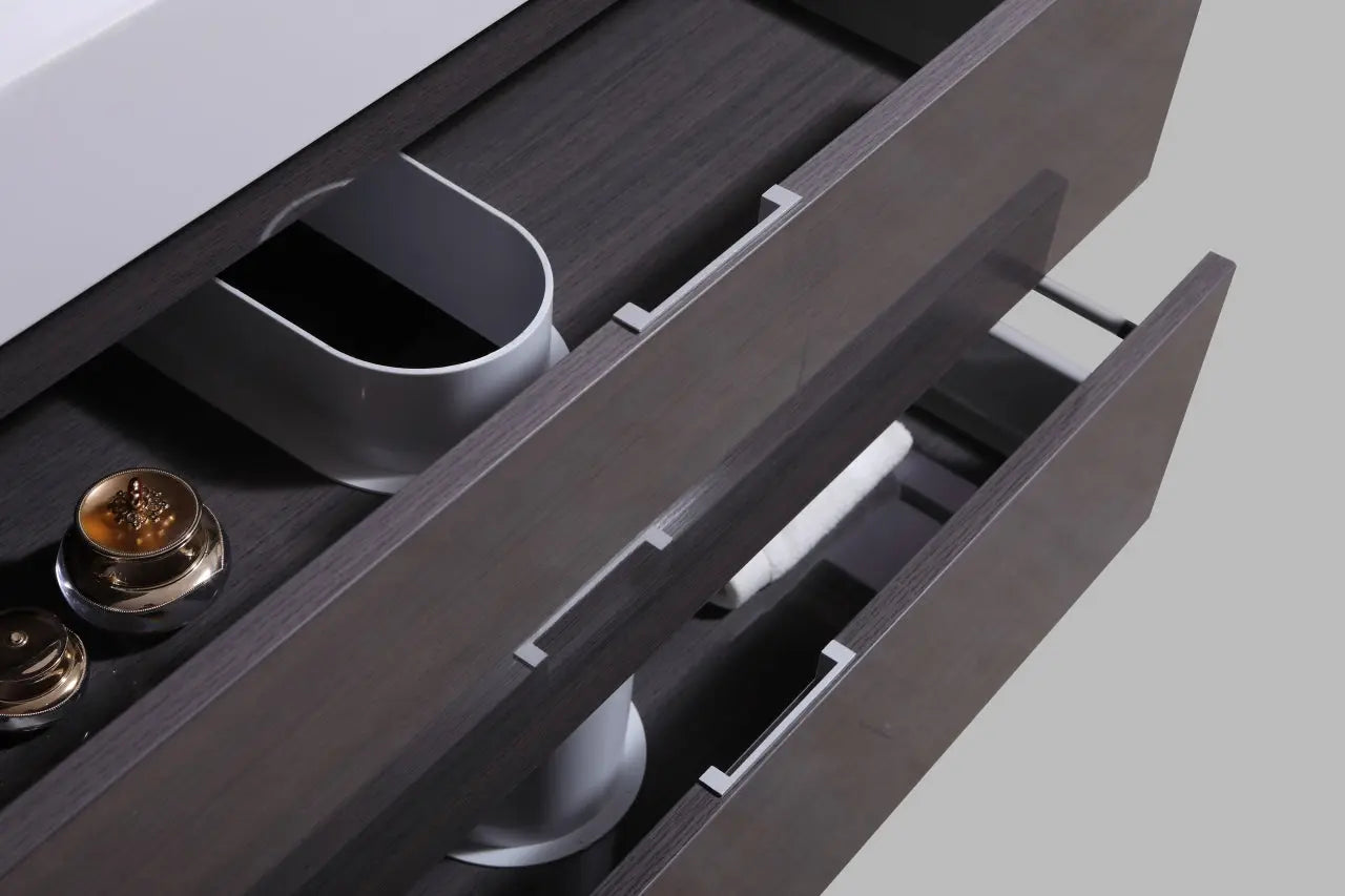 Kube Bath Bliss 60″ High Gloss Gray Oak Wall Mount Single Sink Modern Bathroom Vanity - Plumbing Market