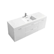 Kube Bath Bliss 60″ High Gloss White Wall Mount Single Sink Modern Bathroom Vanity - Plumbing Market
