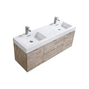 Kube Bath Bliss 60″ Nature Wood Wall Mount Double Sink Modern Bathroom Vanity - Plumbing Market
