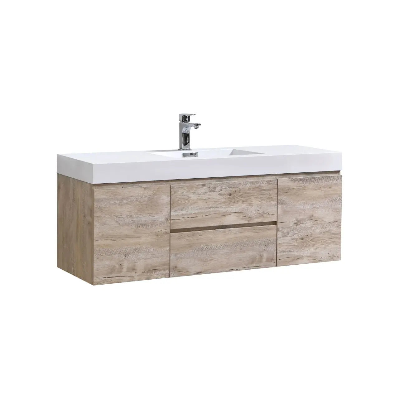 Kube Bath Bliss 60″ Nature Wood Wall Mount Single Sink Modern Bathroom Vanity - Plumbing Market