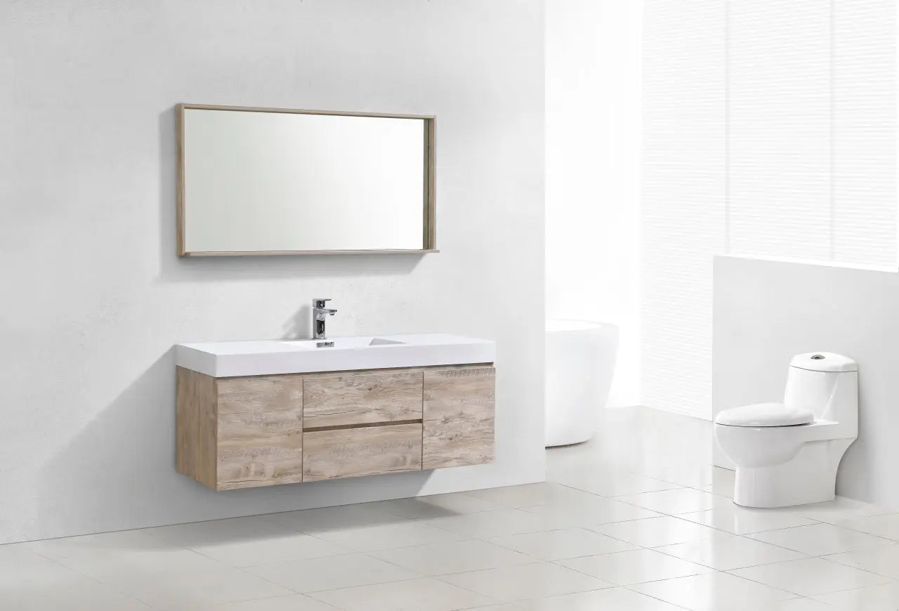 Kube Bath Bliss 60″ Nature Wood Wall Mount Single Sink Modern Bathroom Vanity - Plumbing Market