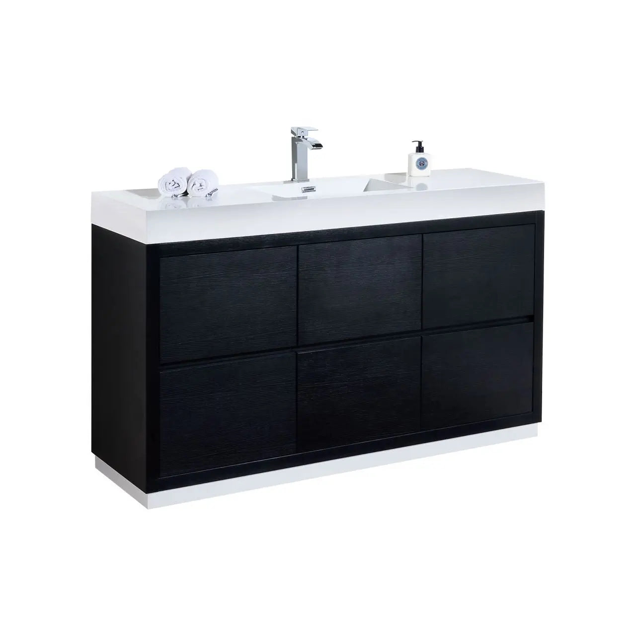 Kube Bath Bliss 60″ Single Sink Black Free Standing Modern Bathroom Vanity - Plumbing Market