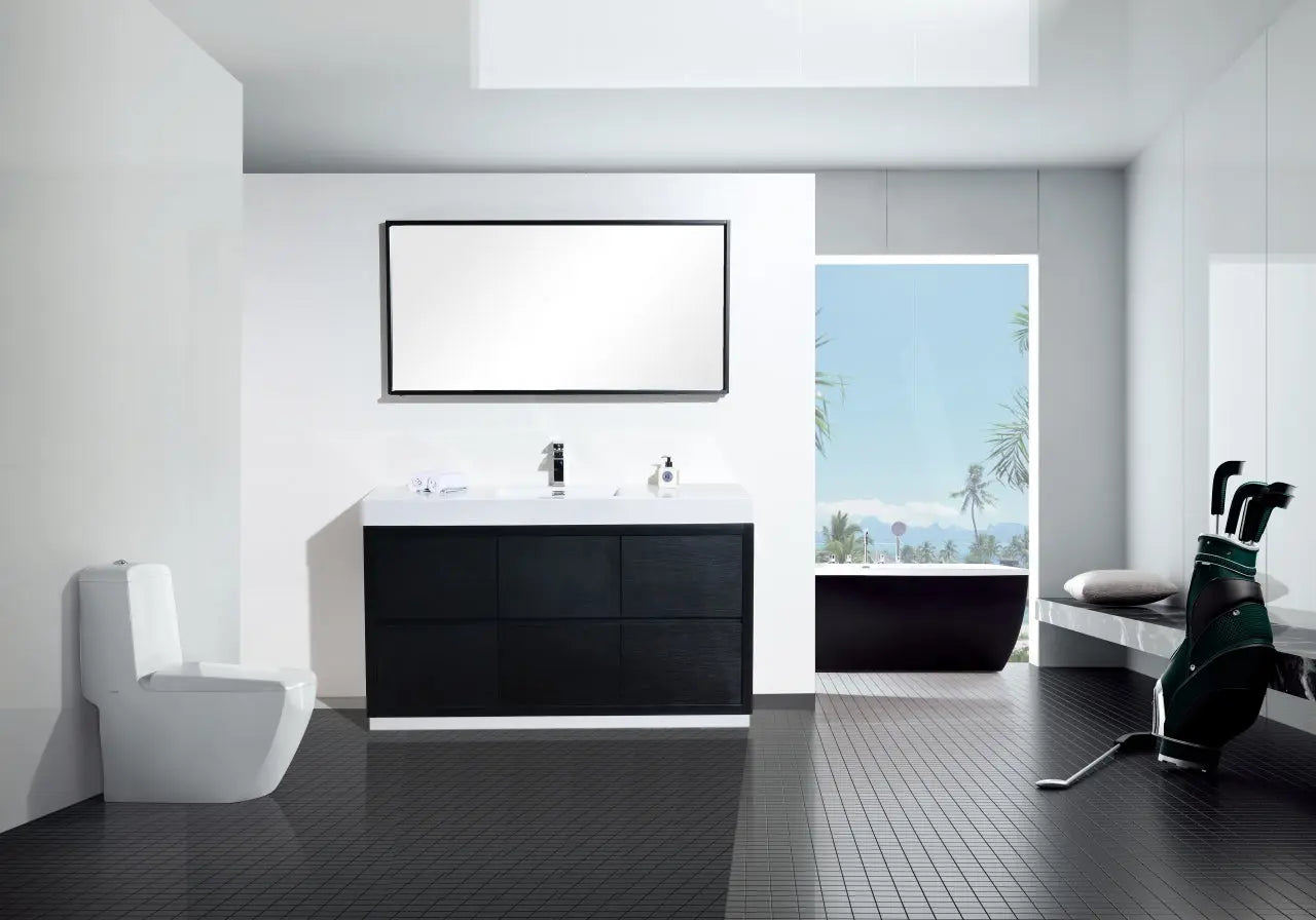 Kube Bath Bliss 60″ Single Sink Black Free Standing Modern Bathroom Vanity - Plumbing Market