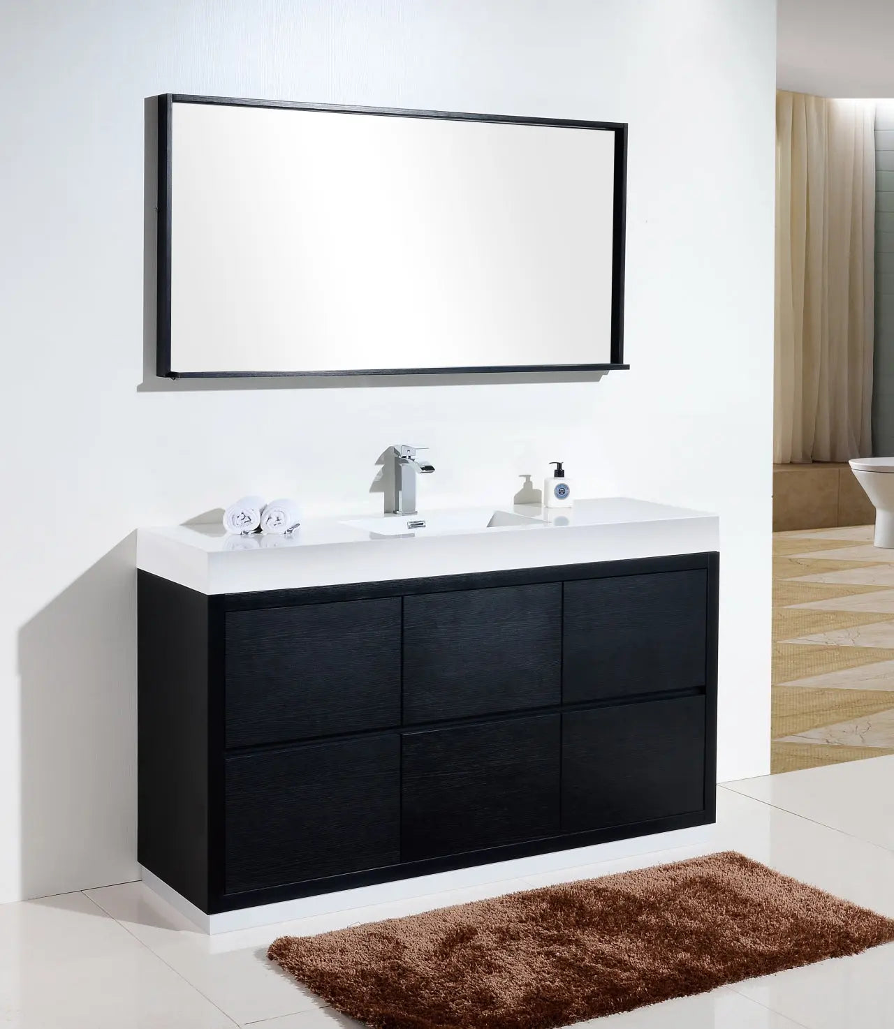 Kube Bath Bliss 60″ Single Sink Black Free Standing Modern Bathroom Vanity - Plumbing Market