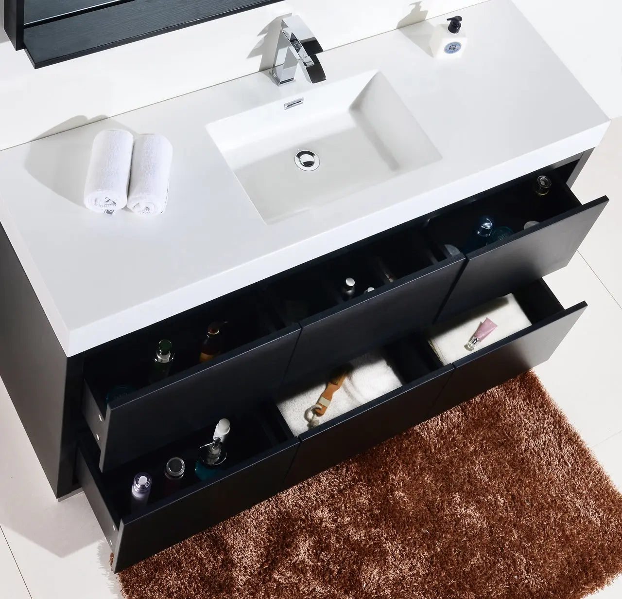 Kube Bath Bliss 60″ Single Sink Black Free Standing Modern Bathroom Vanity - Plumbing Market