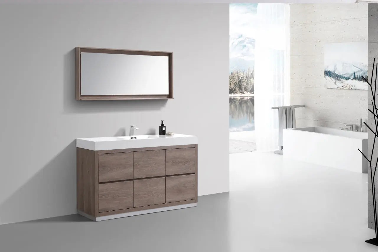Kube Bath Bliss 60″ Single Sink Butternut Floor Mount Modern Bathroom Vanity - Plumbing Market