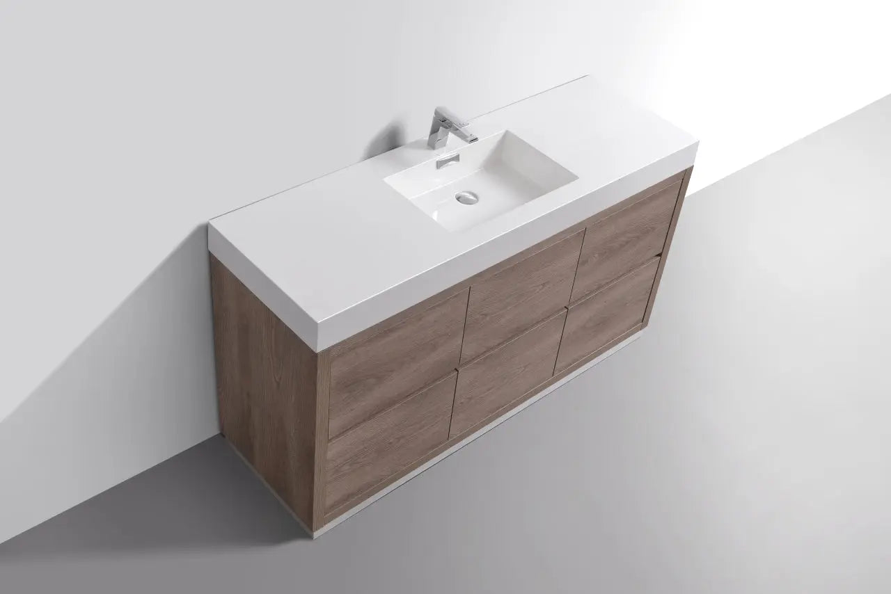 Kube Bath Bliss 60″ Single Sink Butternut Floor Mount Modern Bathroom Vanity - Plumbing Market