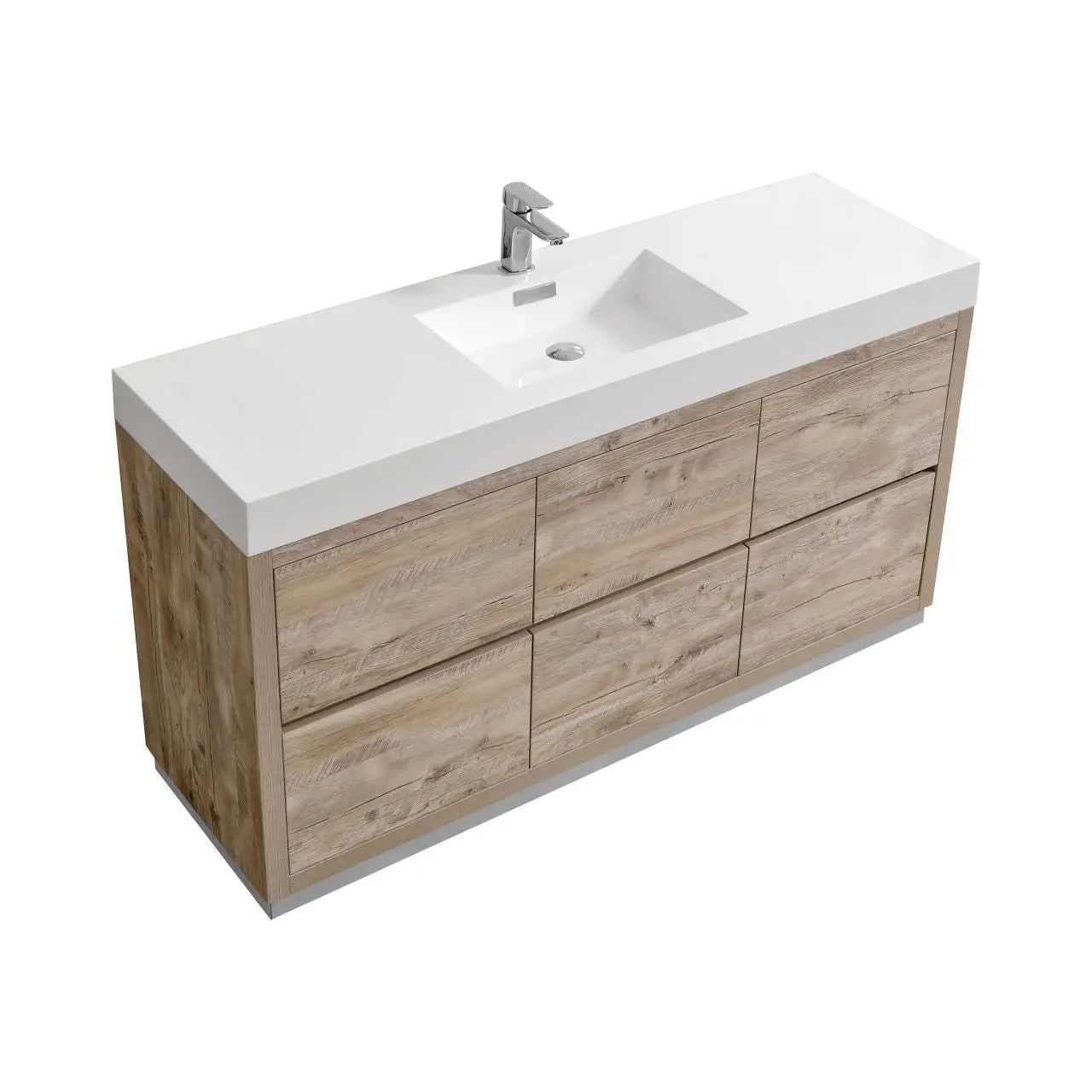 Kube Bath Bliss 60″ Single Sink Floor Mount Nature Wood Modern Bathroom Vanity - Plumbing Market