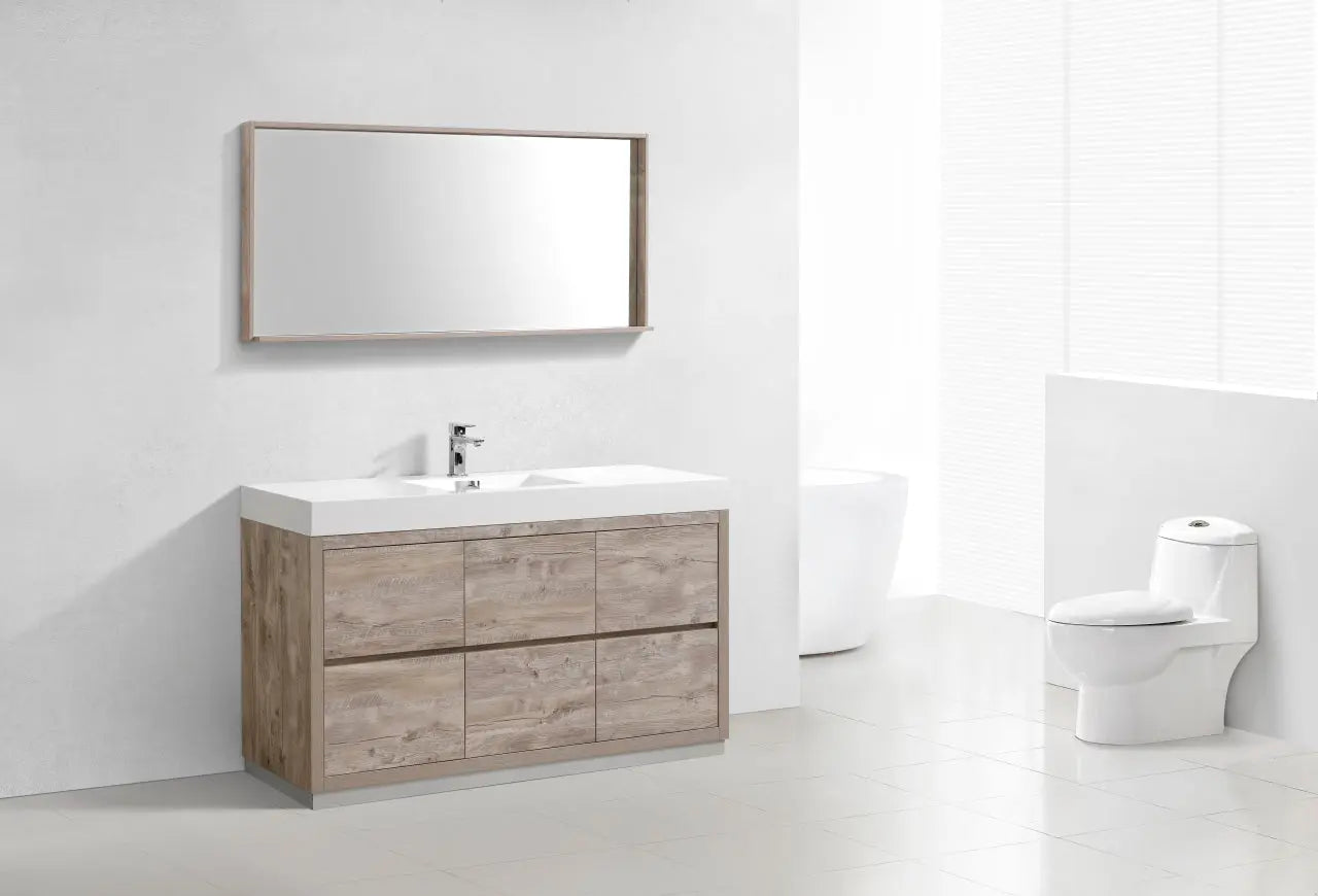 Kube Bath Bliss 60″ Single Sink Floor Mount Nature Wood Modern Bathroom Vanity - Plumbing Market