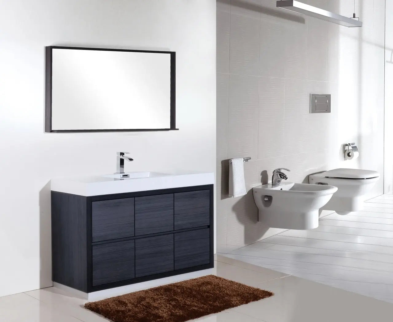 Kube Bath Bliss 60″ Single Sink Gray Oak Free Standing Modern Bathroom Vanity - Plumbing Market