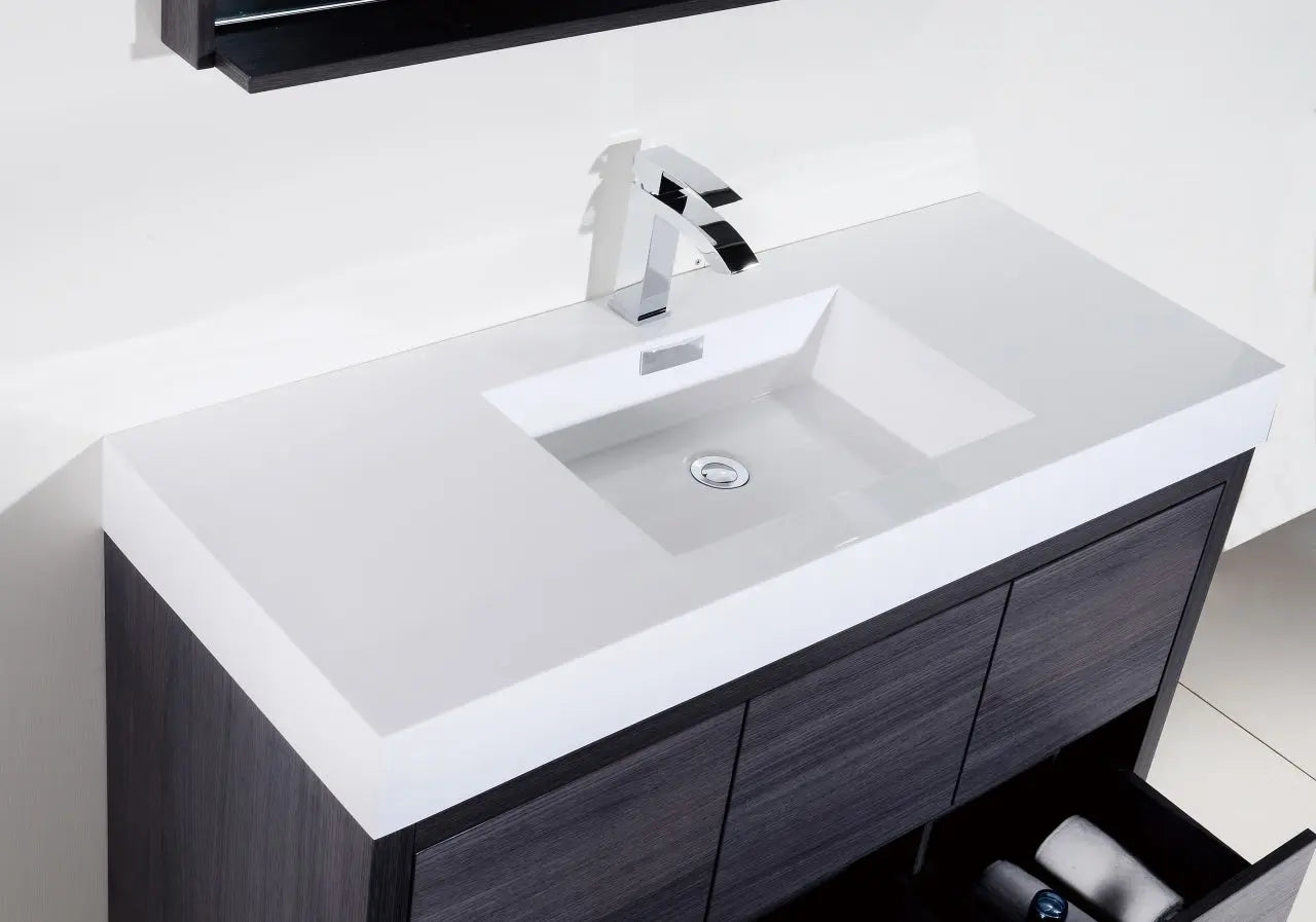 Kube Bath Bliss 60″ Single Sink Gray Oak Free Standing Modern Bathroom Vanity - Plumbing Market