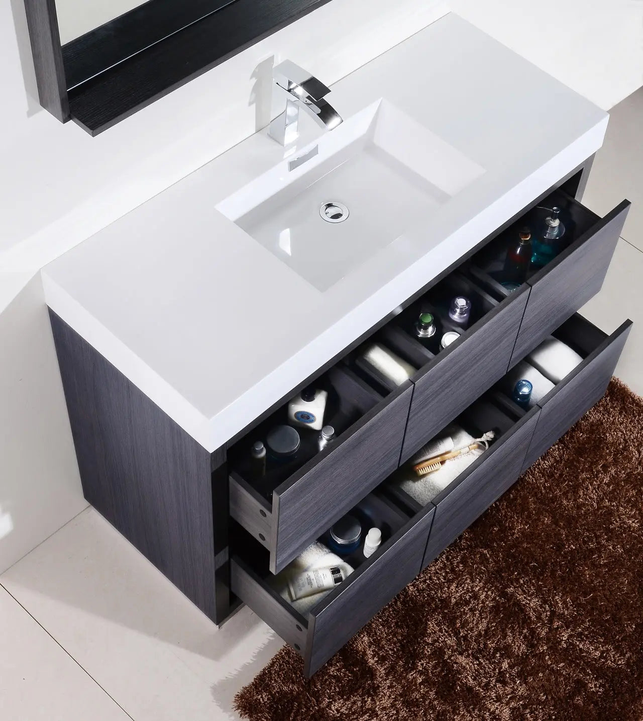 Kube Bath Bliss 60″ Single Sink Gray Oak Free Standing Modern Bathroom Vanity - Plumbing Market