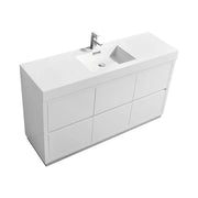 Kube Bath Bliss 60″ Single Sink High Gloss White Free Standing Modern Bathroom Vanity - Plumbing Market