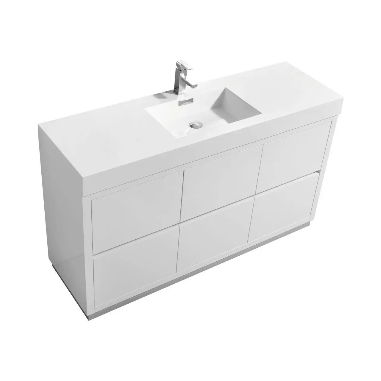 Kube Bath Bliss 60″ Single Sink High Gloss White Free Standing Modern Bathroom Vanity - Plumbing Market