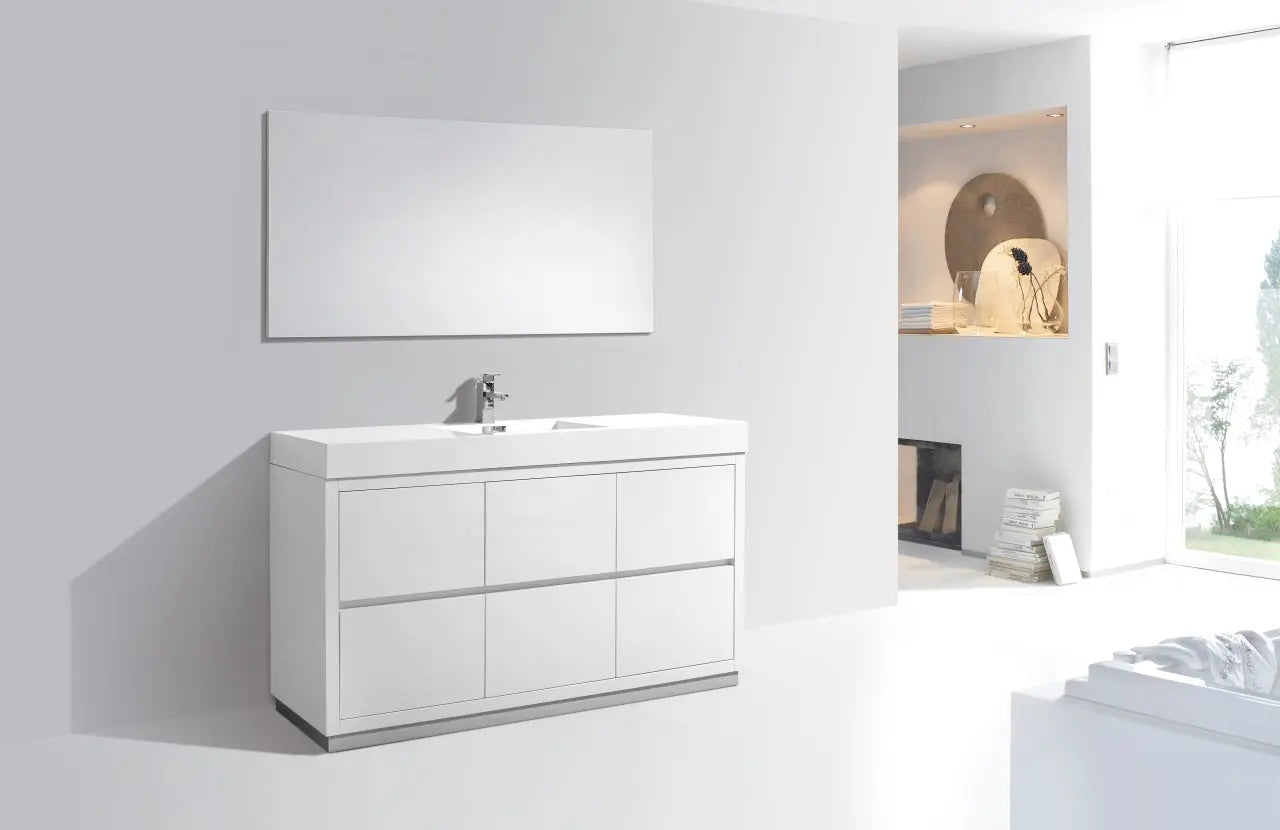 Kube Bath Bliss 60″ Single Sink High Gloss White Free Standing Modern Bathroom Vanity - Plumbing Market