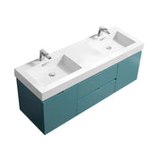 Kube Bath Bliss 60″ Turquoise Green Wall Mount Double Sink Modern Bathroom Vanity - Plumbing Market