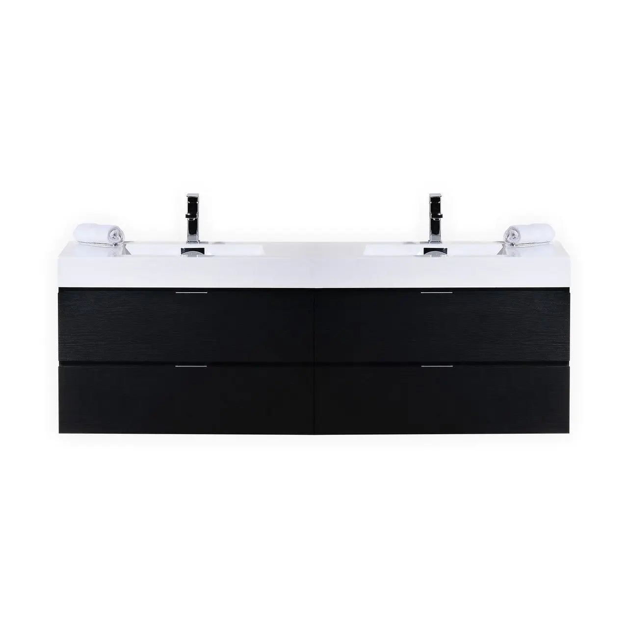Kube Bath Bliss 72″ Black Wall Mount Double Sink Modern Bathroom Vanity - Plumbing Market