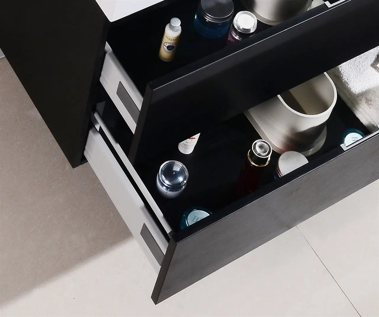 Kube Bath Bliss 72″ Black Wall Mount Double Sink Modern Bathroom Vanity - Plumbing Market