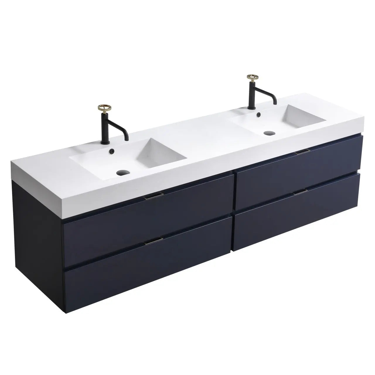Kube Bath Bliss 72″ Blue Wall Mount Double Sink Modern Bathroom Vanity - Plumbing Market