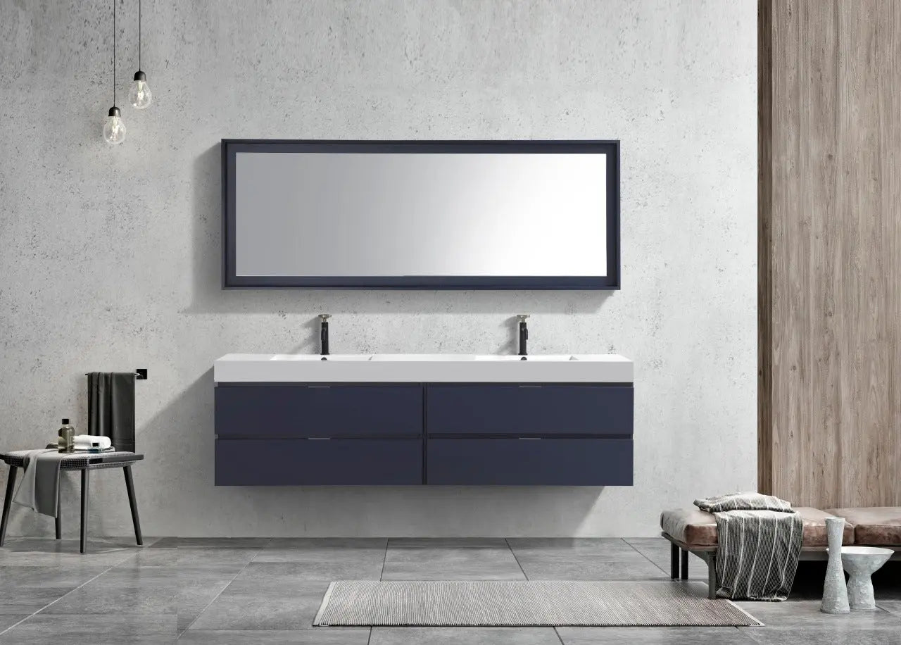 Kube Bath Bliss 72″ Blue Wall Mount Double Sink Modern Bathroom Vanity - Plumbing Market