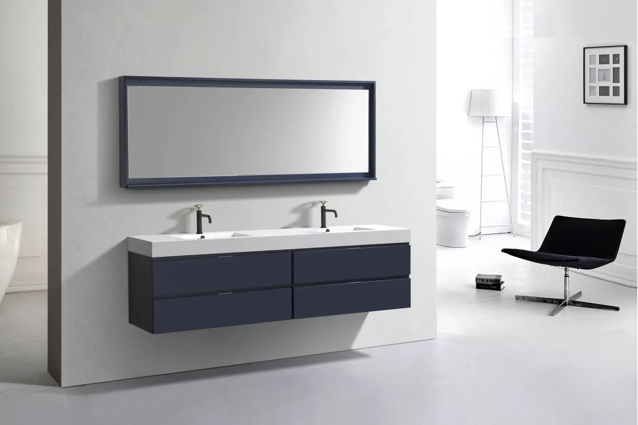 Kube Bath Bliss 72″ Blue Wall Mount Double Sink Modern Bathroom Vanity - Plumbing Market