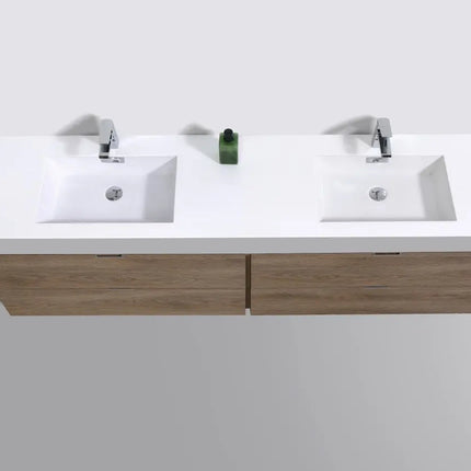 Kube Bath Bliss 72″ Butternut Wall Mount Double Sink Modern Bathroom Vanity - Plumbing Market