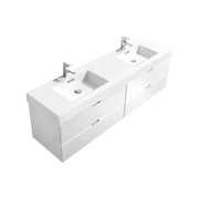 Kube Bath Bliss 72″ High Gloss White Wall Mount Single Sink Modern Bathroom Vanity - Plumbing Market